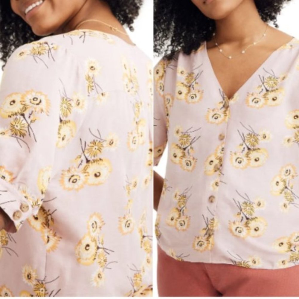 NWT Plaza Button-Front Shirt in Dutch Dandelions M